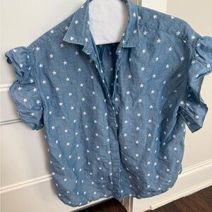 Ann Mashburn Chambray Print Shirt XL - EUC